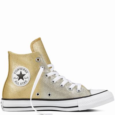 Converse Chuck Taylor All Star Ombre Metallic High Tops Mens - Light Gold/Gold/White Shoes (588MFVJQ)
